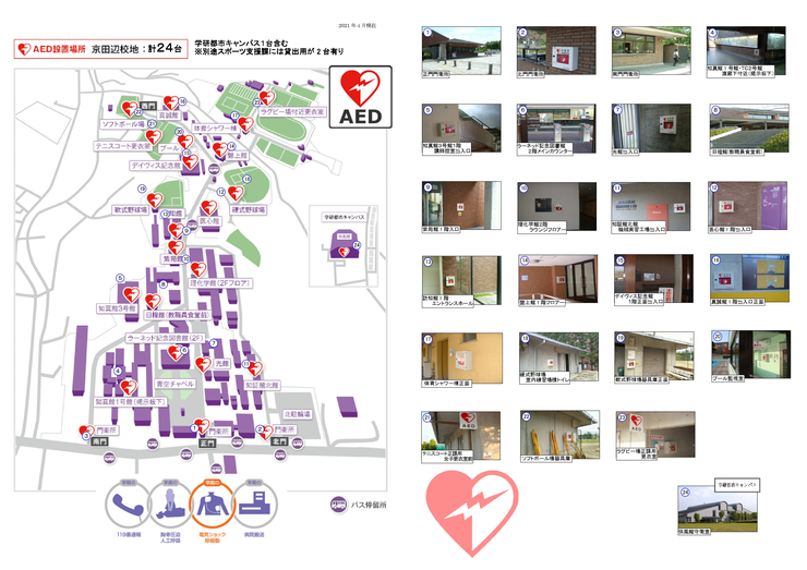 AED設置場所（京田辺校地）