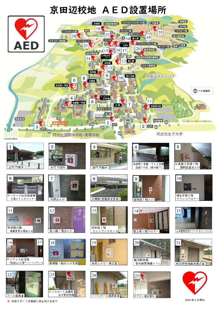 AED設置場所（京田辺校地）
